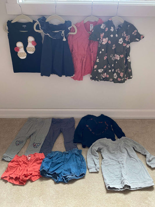 2T LOT/Bundle: Summer ready with a great mix: tanks, shirt/dress, shorts, long-sleeve, leggings, Kids 2T