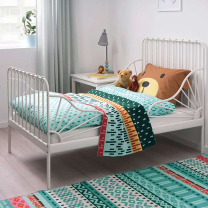 MINNEN (Ikea) Extendable bed frame with slatted bed base, white frame
