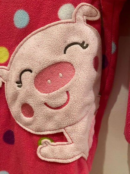 18Months: Footed Sleepers : Brown ballet + Pink Pig, Kids 24 Month (18-24M)