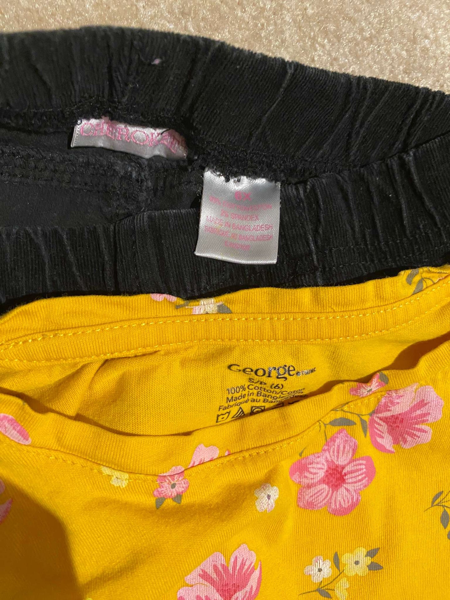 5T oufit: Long sleeve Yellow shirt with Black corduroy pants. , Kids 6/6X