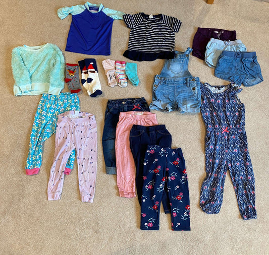 2T bundle: 14 pieces + bonus socks!: pants, shorts, onesie, SPF shirt, sweater, and more!, Kids 2T