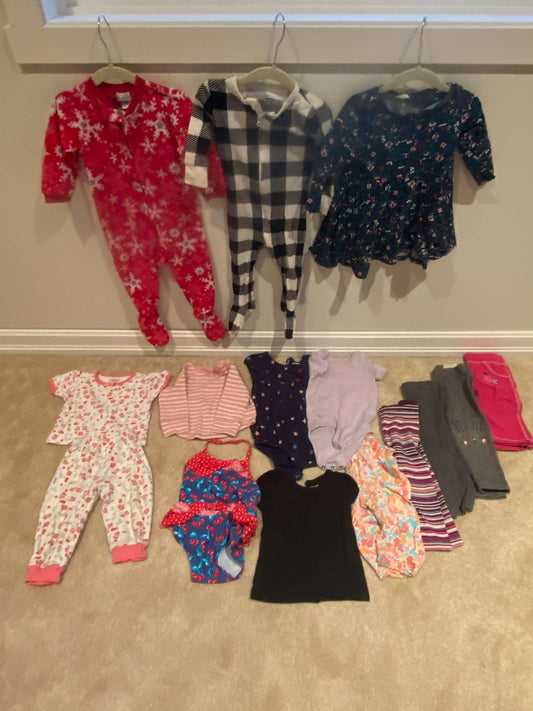 12-18 Month BUNDLE: 15 pieces total: PJs, Pants, Swimsuit, Shirts, Dress, Kids 12 Month (9-12M)