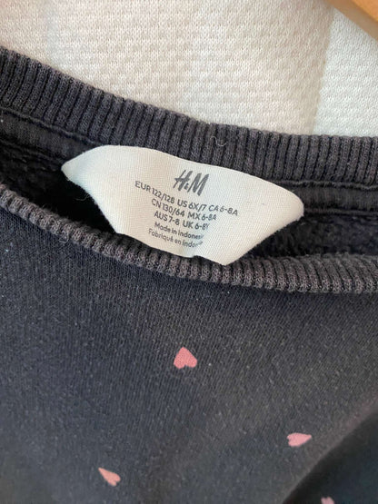 H&M Faded Black Heart Sweater, Kids 6/6X