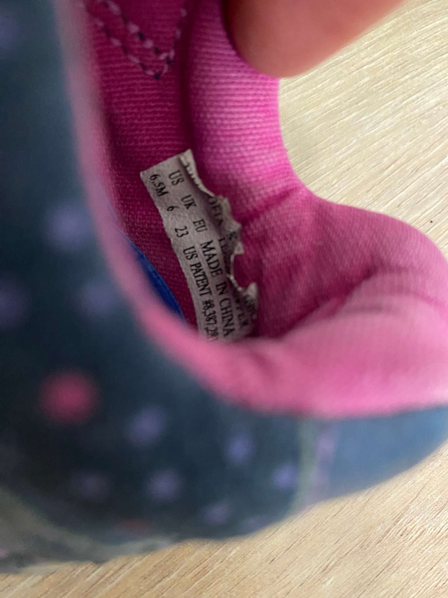 Stride Rite, blue/purple flower velcro strap shoe., Shoes 6.5 (Walkers:12-24 mth)