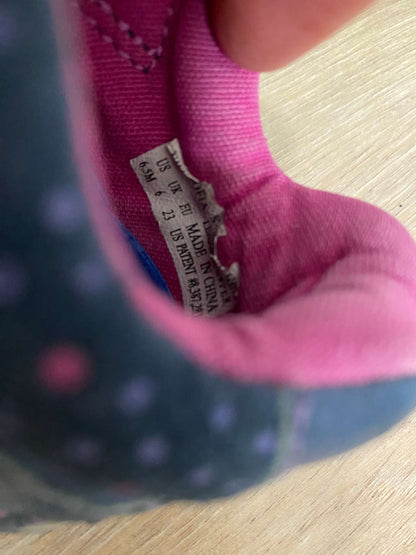 Stride Rite, blue/purple flower velcro strap shoe., Shoes 6.5 (Walkers:12-24 mth)
