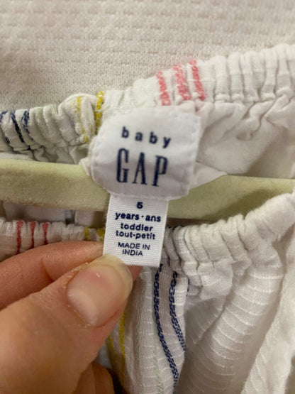 Baby GAP 5 yr. White, coloured lined, flowy ruffle like dress, Kids 5/5T