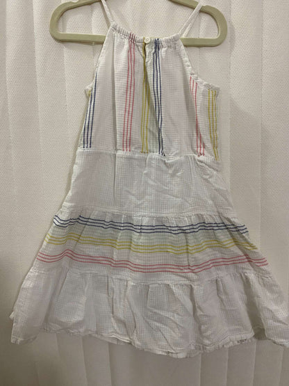 Baby GAP 5 yr. White, coloured lined, flowy ruffle like dress, Kids 5/5T