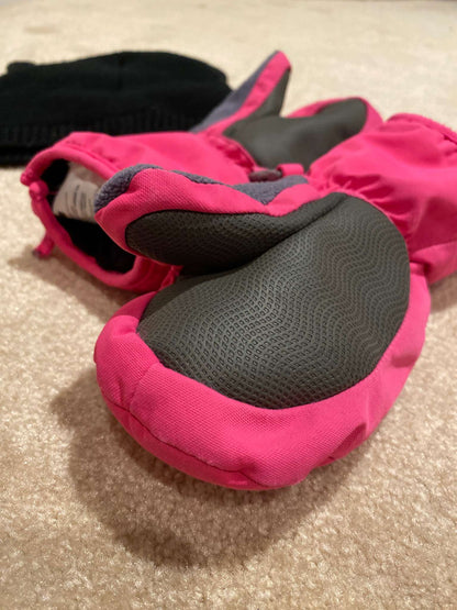HEAD brand pink mittens + cute cat beanie / tuque, Kids 2T