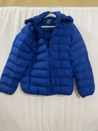UNIQLO: Blue PUFFTECH jacket, removable hood., Kids 8