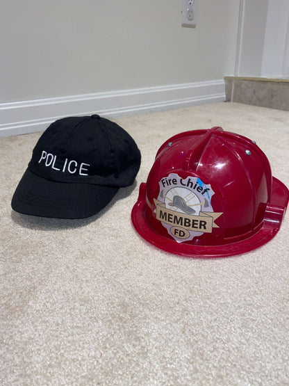Costume Police Cap + Firefighter Helmet, Kids 3T