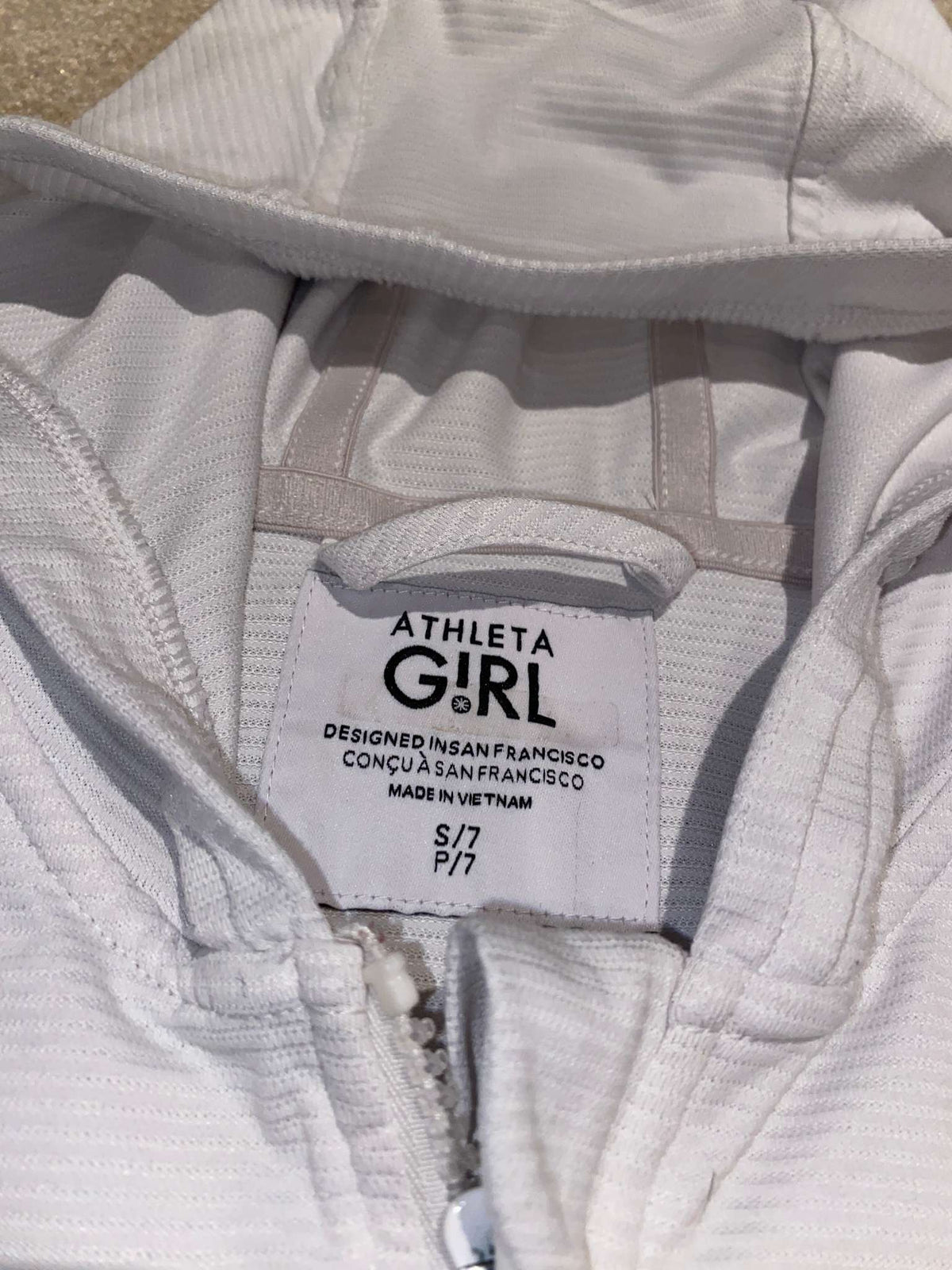 Athleta Girl: White hooded zip up, Kids 7