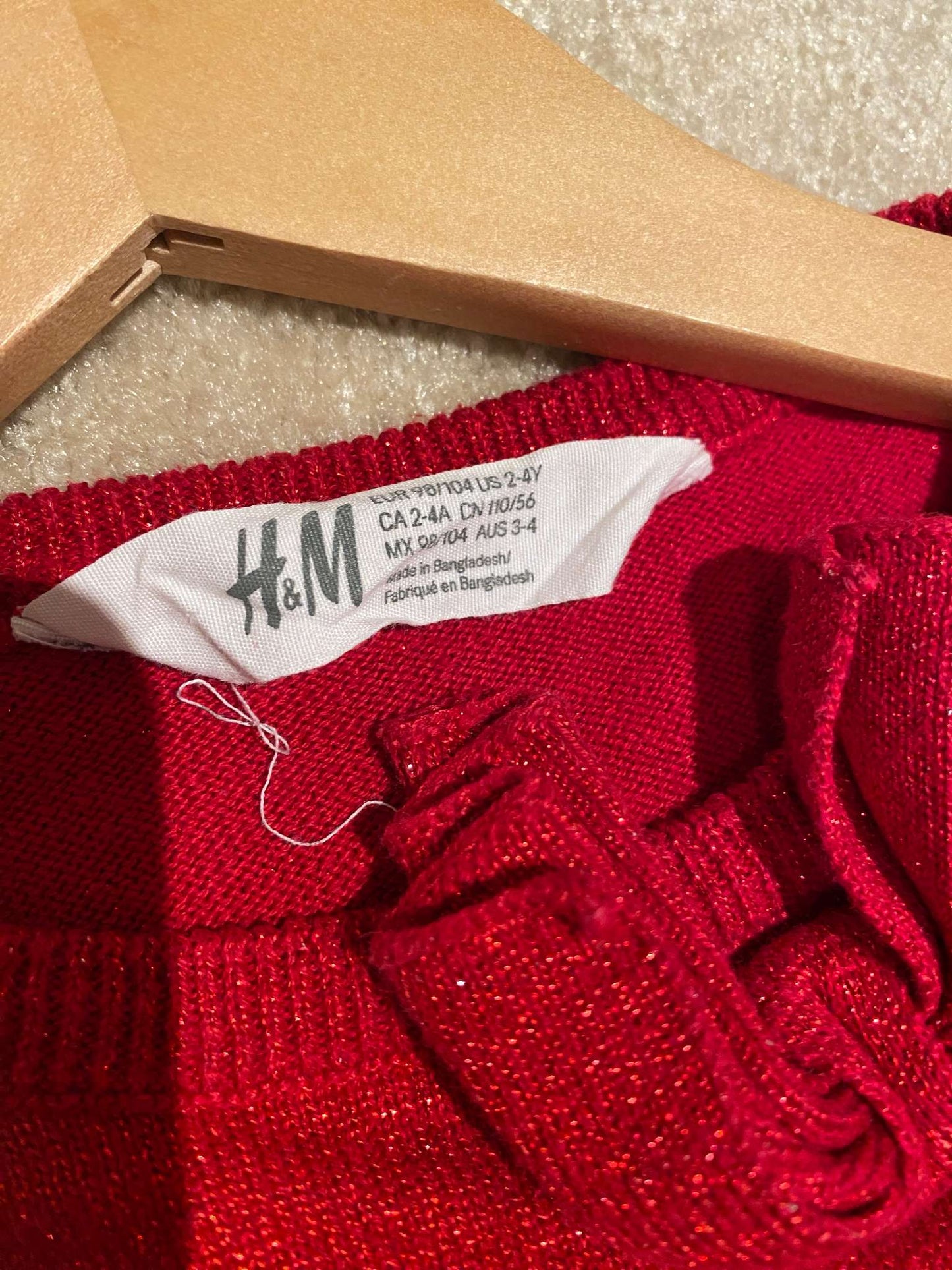 H&M: Sparkly Red Dress 2-4yrs, Kids 2T