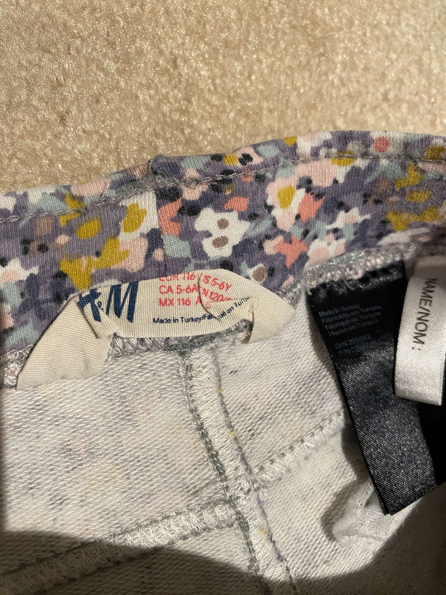 H&M girls pants (x2): Flowers and Black, Kids 4/4T