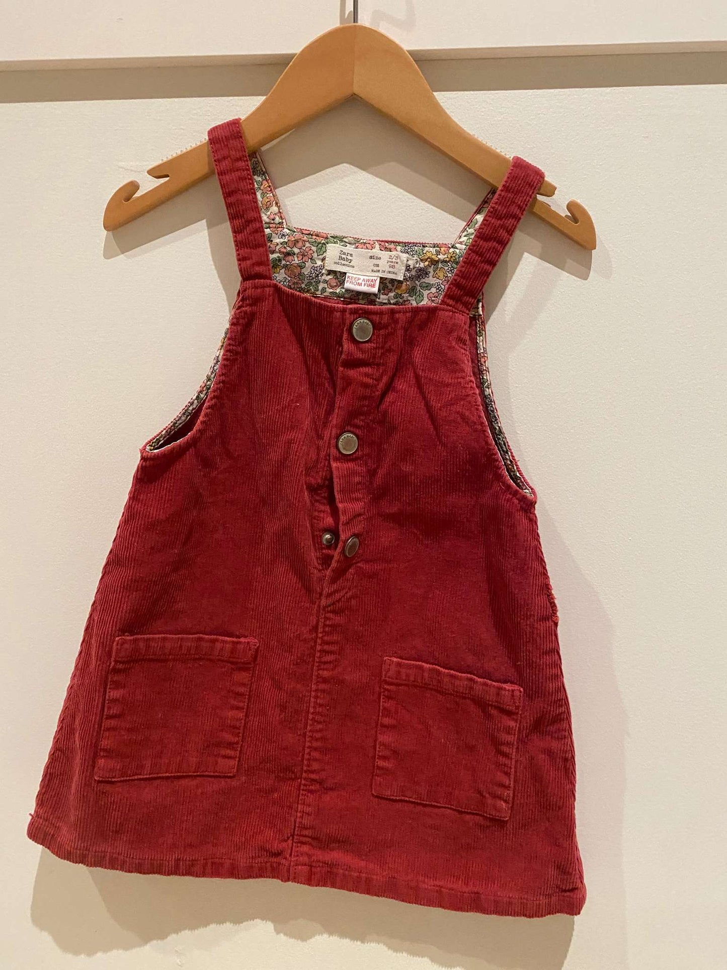ZARA baby collection: Red Overall Style dress, Kids 2T