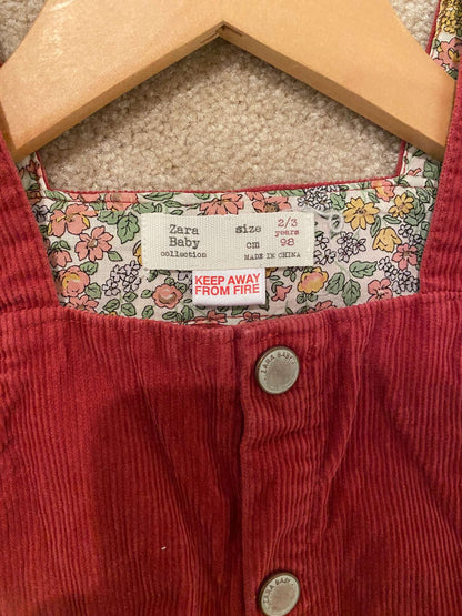 ZARA baby collection: Red Overall Style dress, Kids 2T