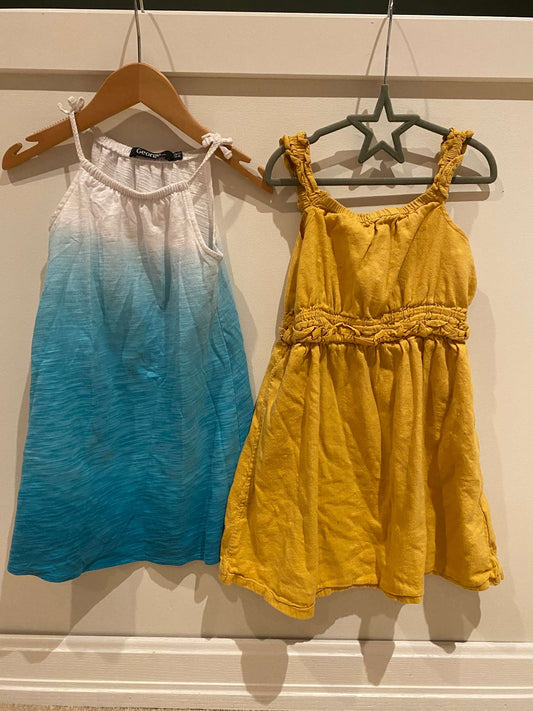 Fun dresses: faded Yellow & White to Blue fade, Kids 4/4T