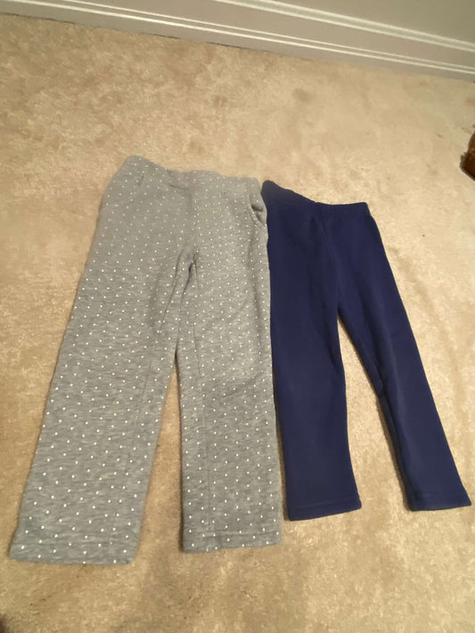 Girls Sweat Pants: BabyGAP Grey PolkaDot & Carter's Blue, Kids 4/4T