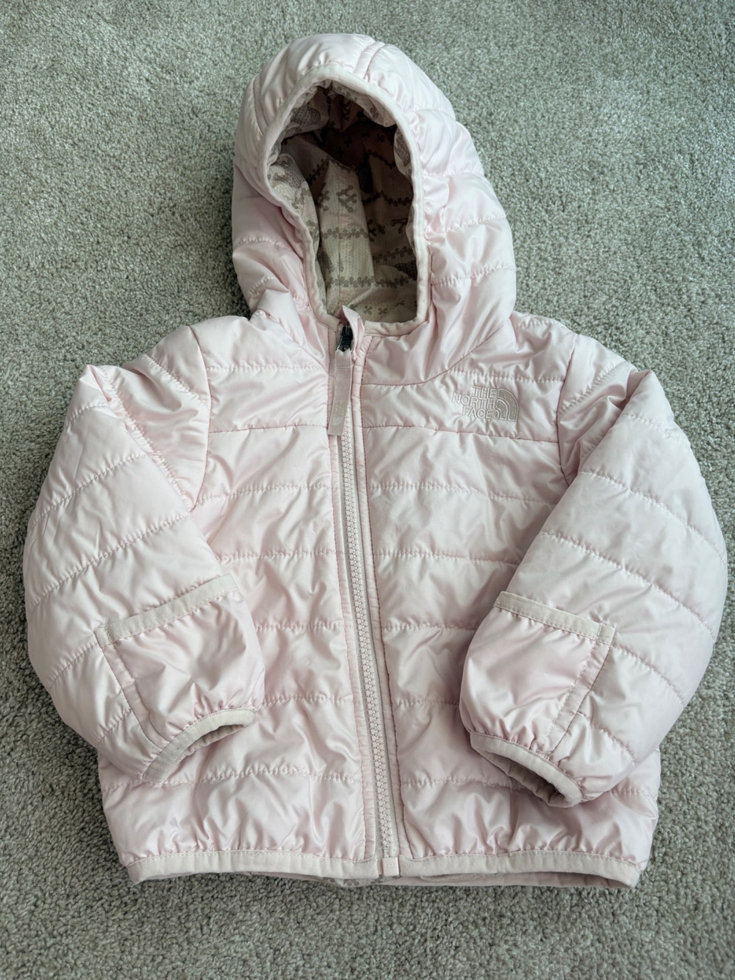 North Face Reversible Pink Puffy Jacket (12 month), Kids 12 Month (9-12M)