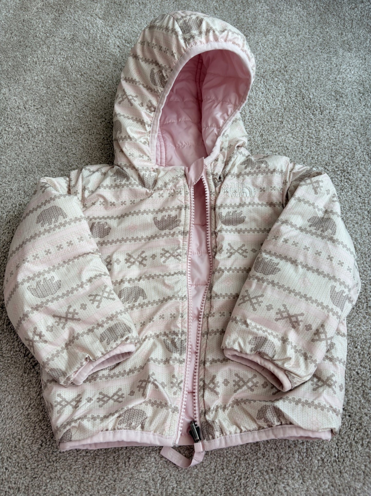 North Face Reversible Pink Puffy Jacket (12 month), Kids 12 Month (9-12M)