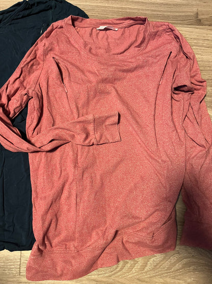 Long-sleeve Athletic Nursing Shirts (Set of 2) (Size S), Maternity S (4-6)
