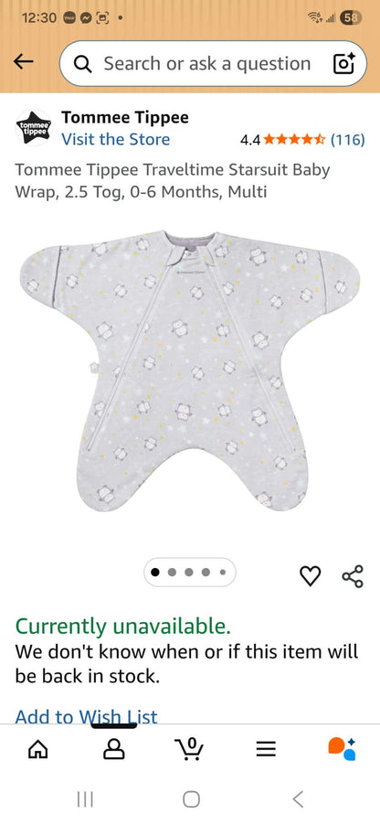 Tommee Tippee Starsuit, Kids 6 Month (3-6M)