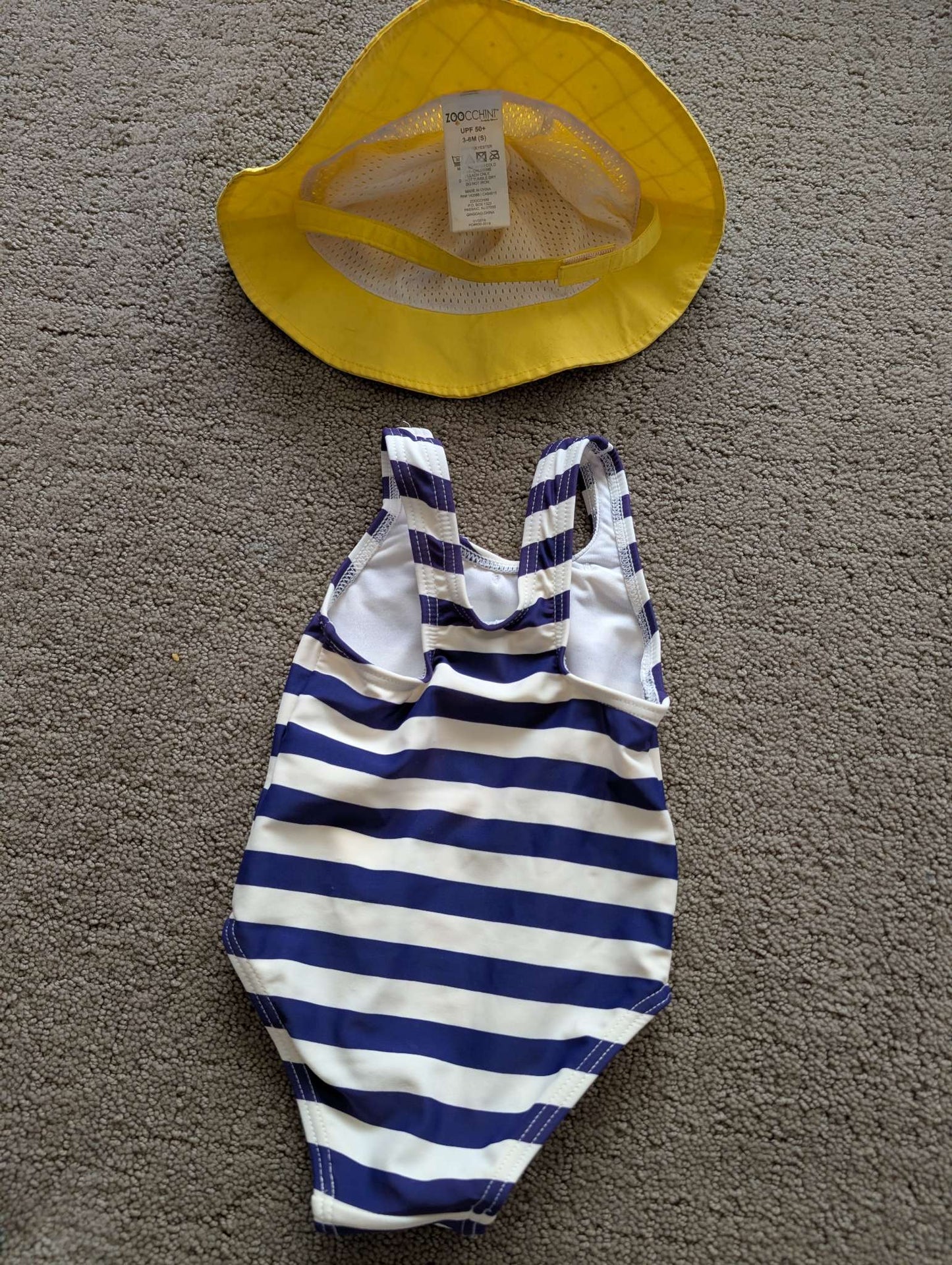 6-12 month Girls bathing suit and sun hat, Kids 9 Month (6-9M)