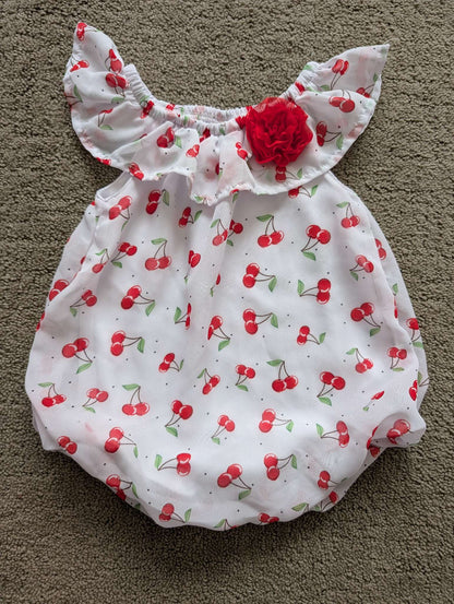 9 month girls cherry pattern summer romper, Kids 9 Month (6-9M)