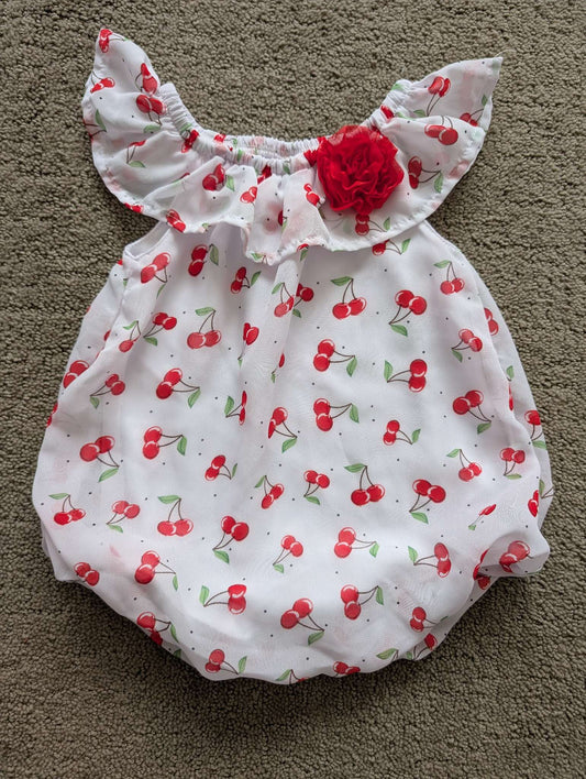 9 month girls cherry pattern summer romper, Kids 9 Month (6-9M)