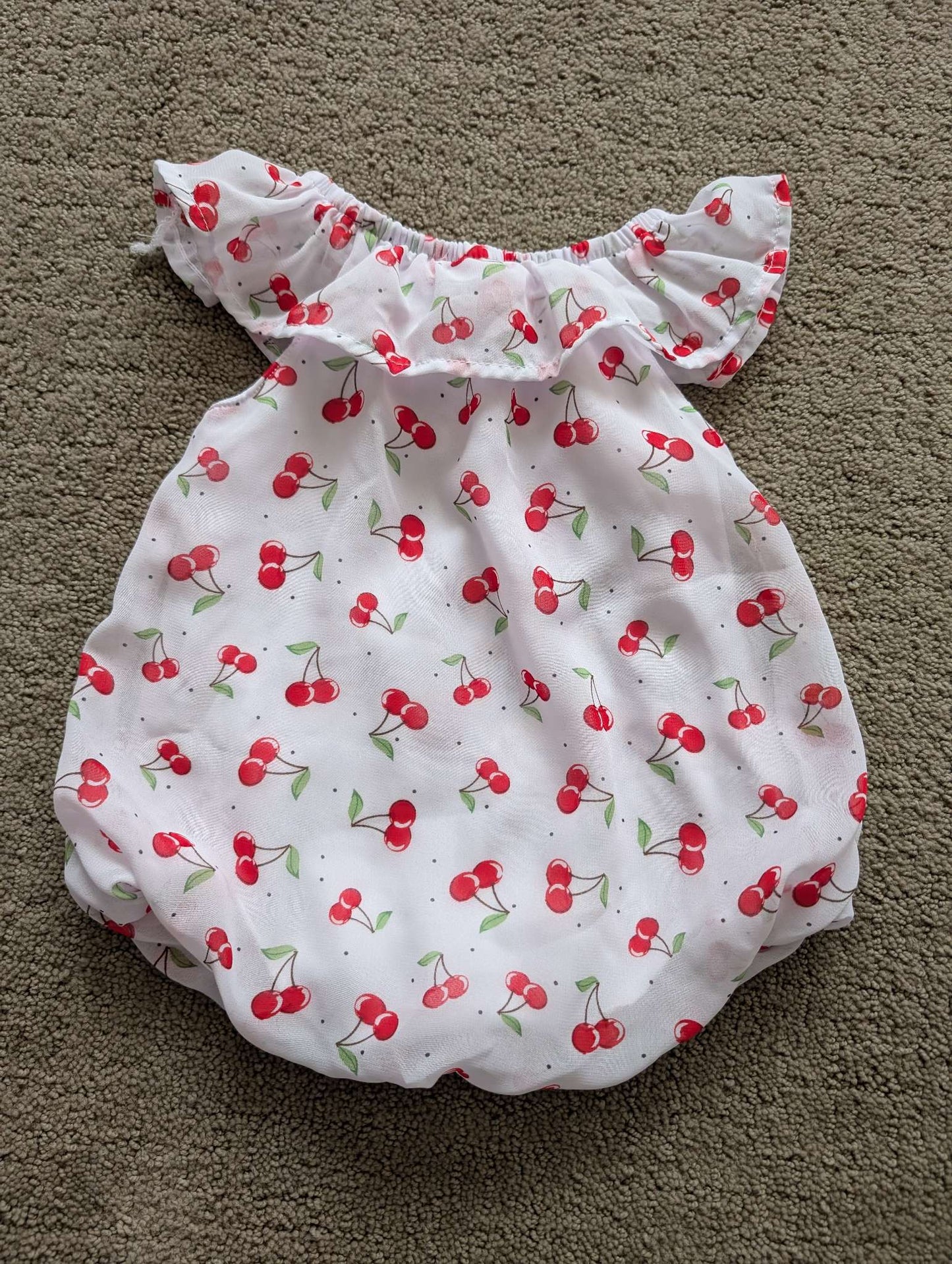 9 month girls cherry pattern summer romper, Kids 9 Month (6-9M)