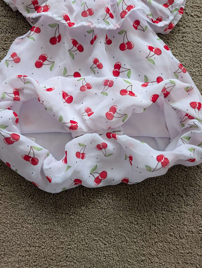 9 month girls cherry pattern summer romper, Kids 9 Month (6-9M)