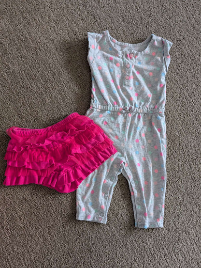 Girls Children's place 12-18 month romper and shorts. , Kids 18 Month (12-18M)