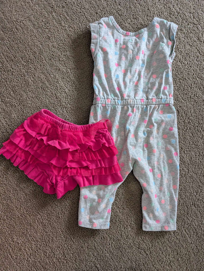 Girls Children's place 12-18 month romper and shorts. , Kids 18 Month (12-18M)