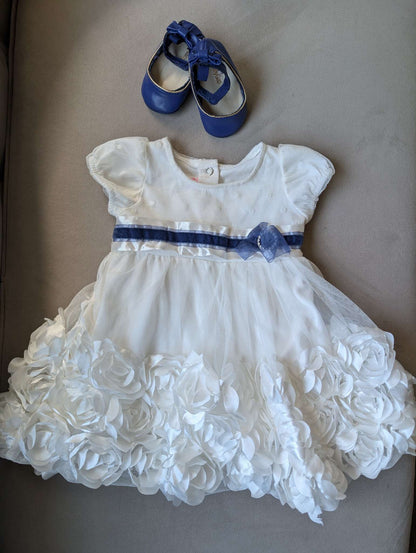 floral white 12 month dress with matching shoes, Kids 12 Month (9-12M)