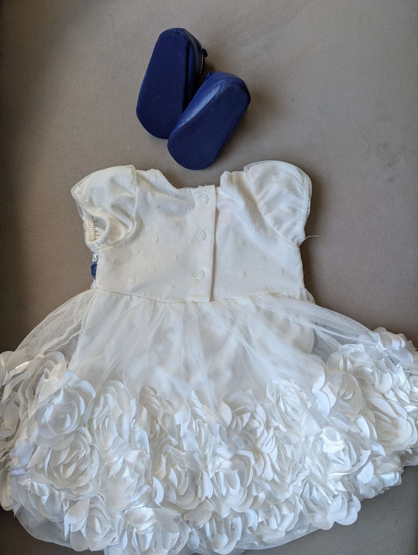 floral white 12 month dress with matching shoes, Kids 12 Month (9-12M)