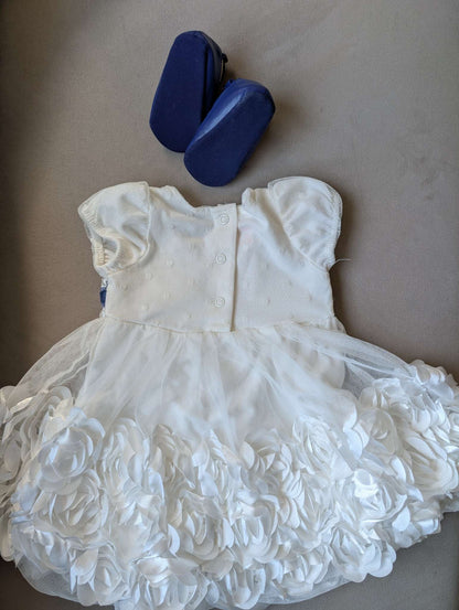 floral white 12 month dress with matching shoes, Kids 12 Month (9-12M)