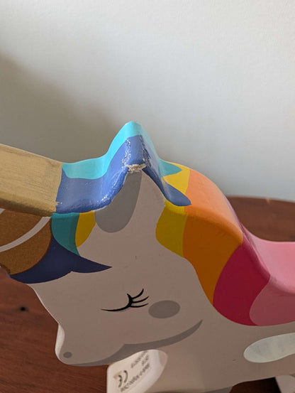 wooden unicorn and teether