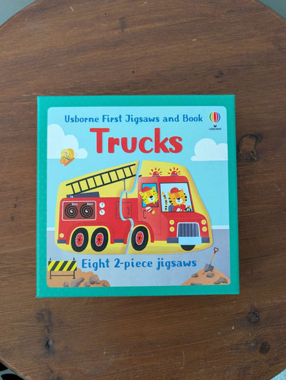 usborne trucks puzzle and book