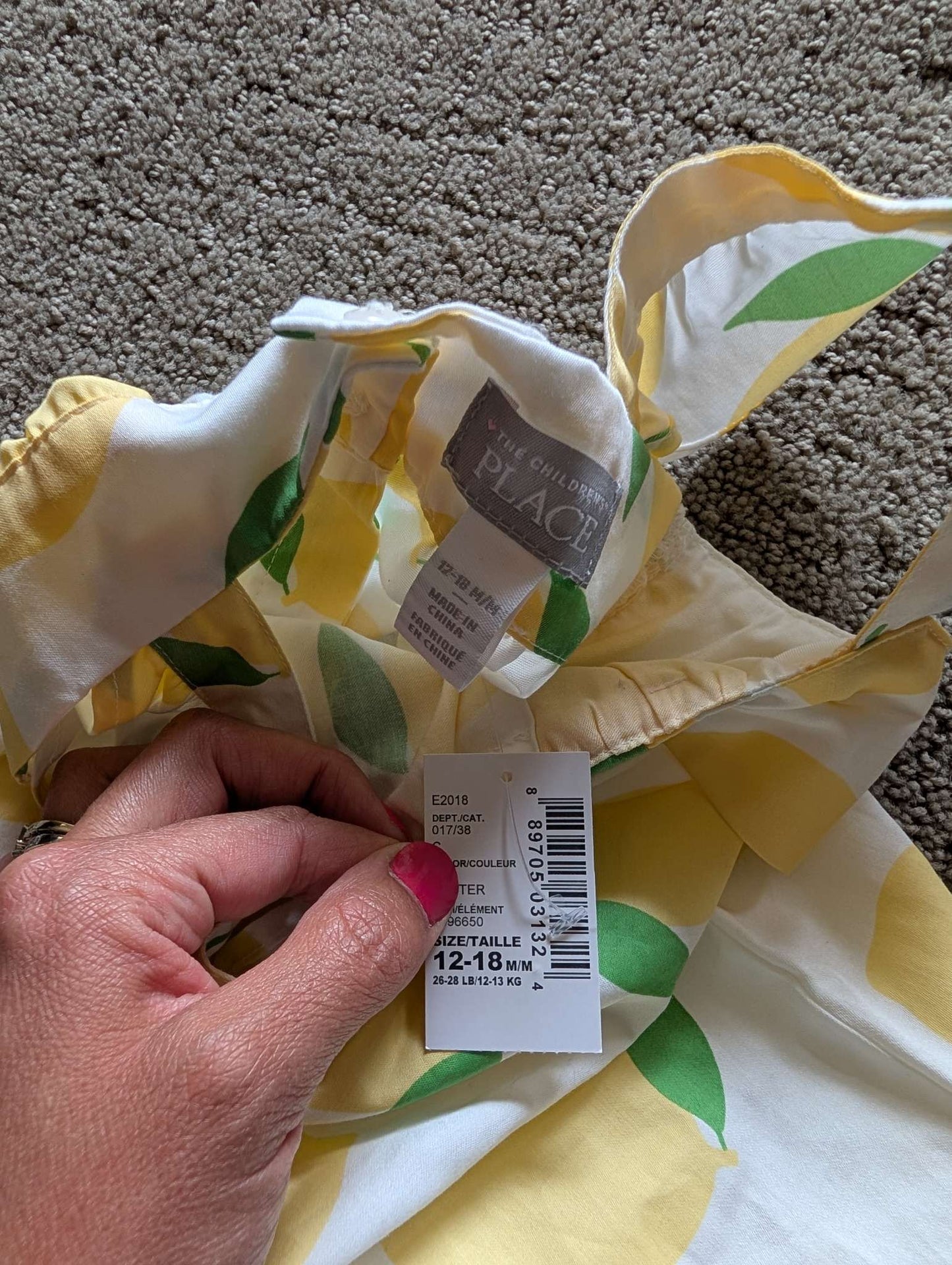 12-18 month Lemon pattern romper, Kids 18 Month (12-18M)