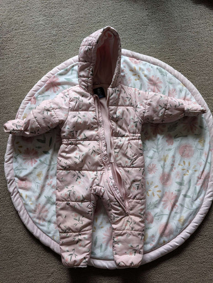 floral pink 6-12 month snow suit, Kids 12 Month (9-12M)
