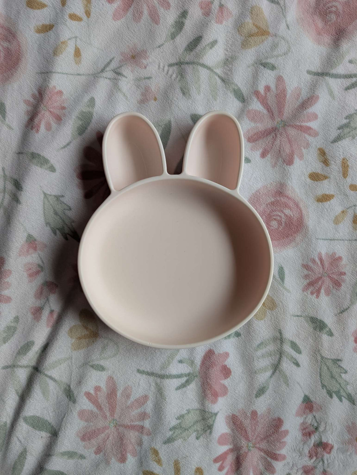 Pottery Barn bunny shape silicone plate with a bib