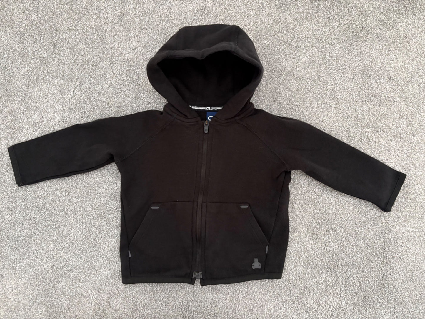 Gap Fit Zip Front Hoodie, Black, 6-12 months , Kids 12 Month (9-12M)
