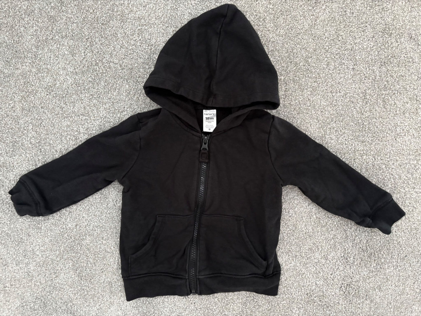 Carter’s Baby French Terry Zip-Up Hoodie, Black, 18 months, Kids 18 Month (12-18M)