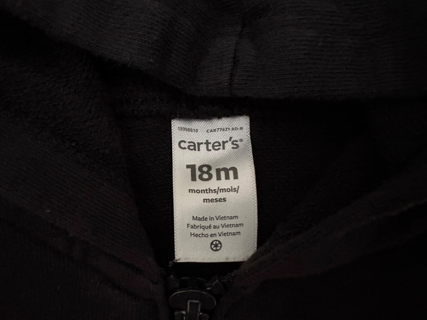 Carter’s Baby French Terry Zip-Up Hoodie, Black, 18 months, Kids 18 Month (12-18M)