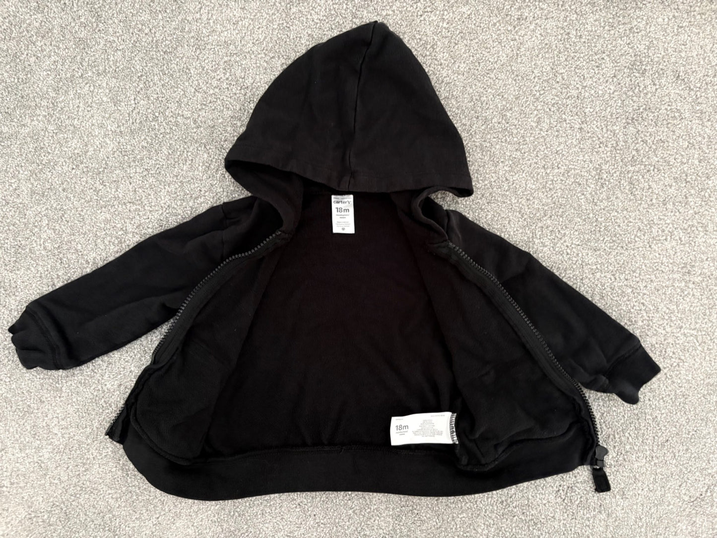 Carter’s Baby French Terry Zip-Up Hoodie, Black, 18 months, Kids 18 Month (12-18M)