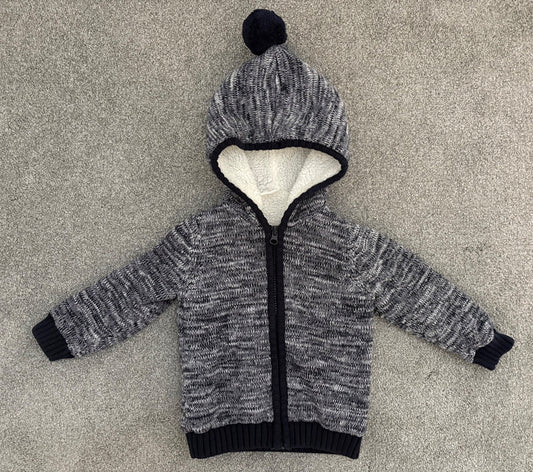 Seed Heritage Baby Boy's Mixy Faux Shearling-Lined Cardigan, Navy, 12-18 Months, Kids 18 Month (12-18M)