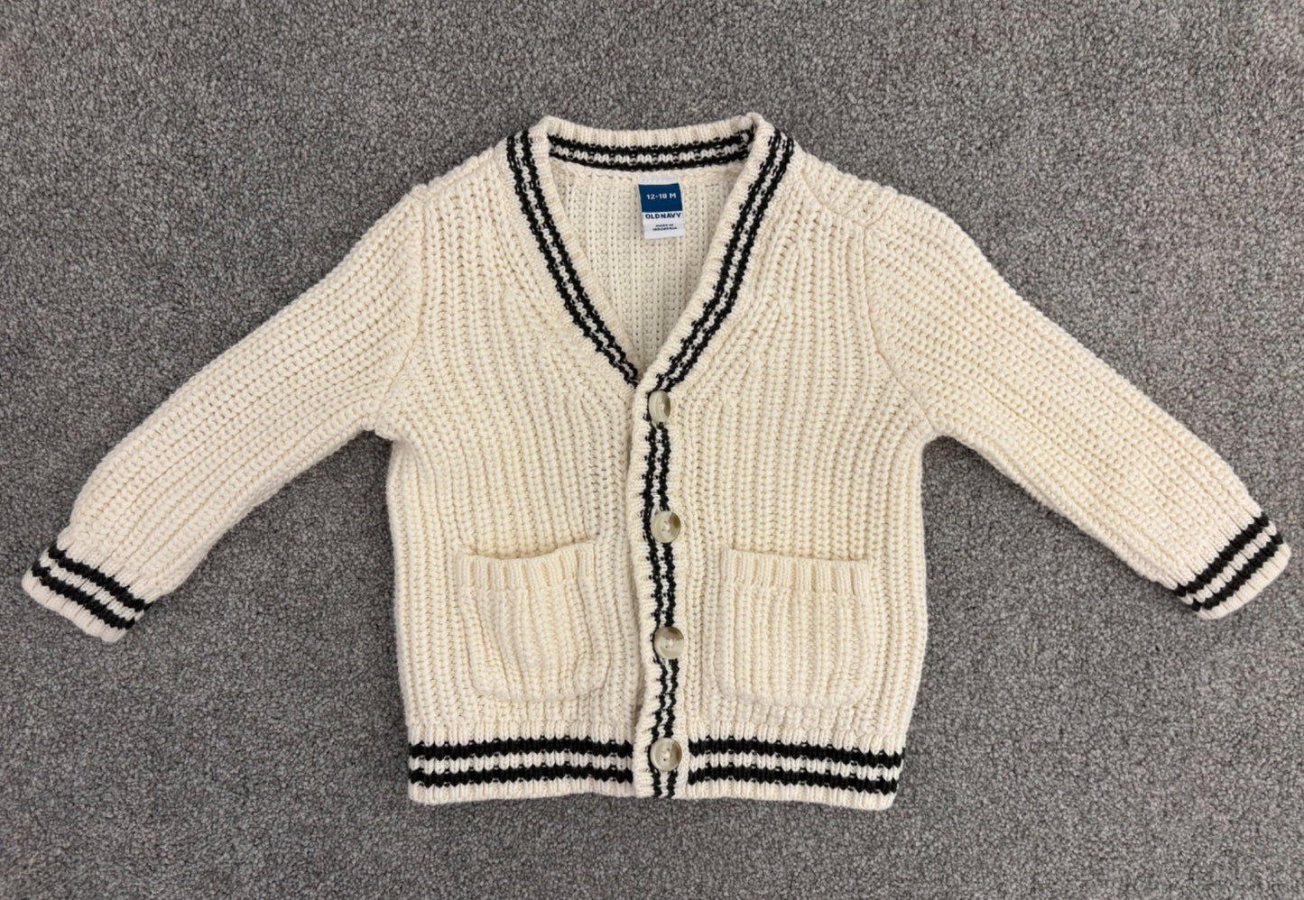 Old Navy Button-Front Knit Cardigan Sweater, Cream, 12-18 months, Kids 18 Month (12-18M)