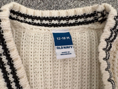 Old Navy Button-Front Knit Cardigan Sweater, Cream, 12-18 months, Kids 18 Month (12-18M)