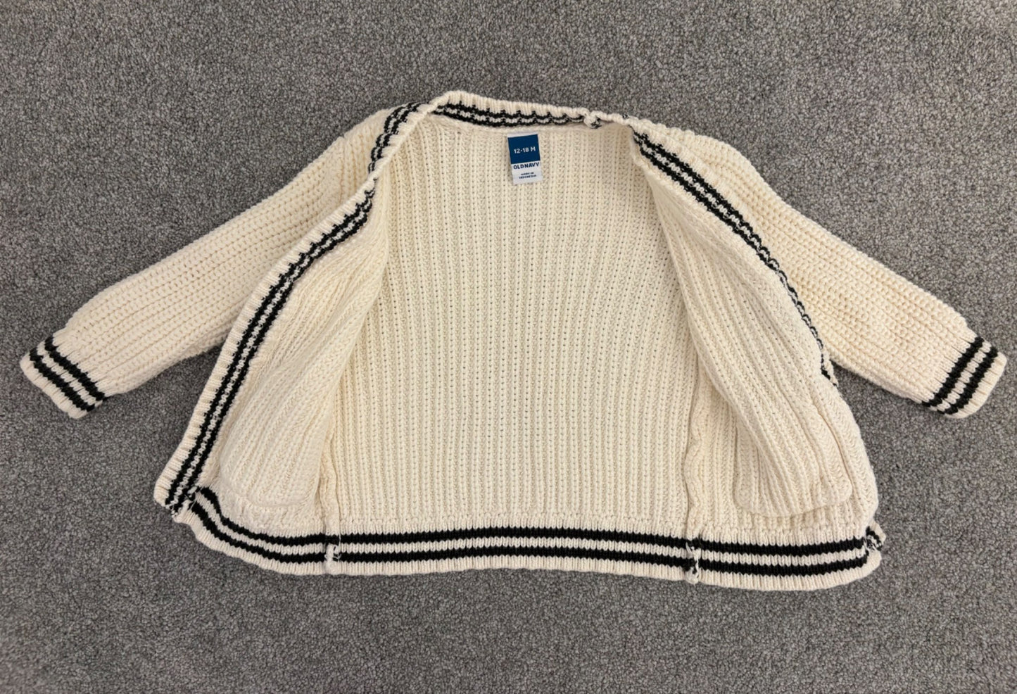 Old Navy Button-Front Knit Cardigan Sweater, Cream, 12-18 months, Kids 18 Month (12-18M)
