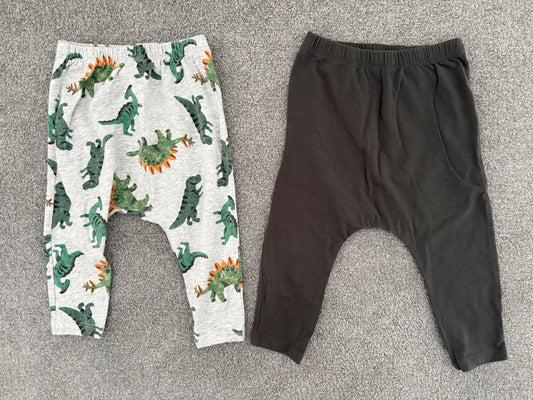 Old Navy U-Shaped Pants 2-Pack, Dinosaur/Grey, 18-24 months, Kids 24 Month (18-24M)