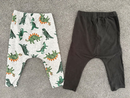 Old Navy U-Shaped Pants 2-Pack, Dinosaur/Grey, 18-24 months, Kids 24 Month (18-24M)